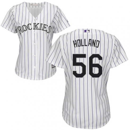 Women's Majestic Colorado Rockies #56 Greg Holland Authentic White Home Cool Base MLB Jersey - Ujersey