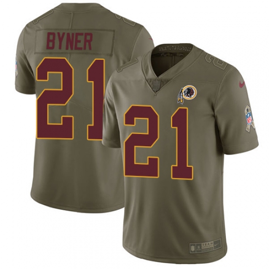 Youth Nike Washington Redskins #21 Earnest Byner Limited Olive 2017 Salute to Service NFL Jersey