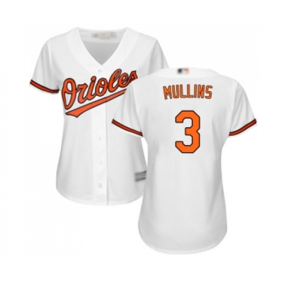 Women's Baltimore Orioles #3 Cedric Mullins Replica White Home Cool Base Baseball Jersey - Ujersey