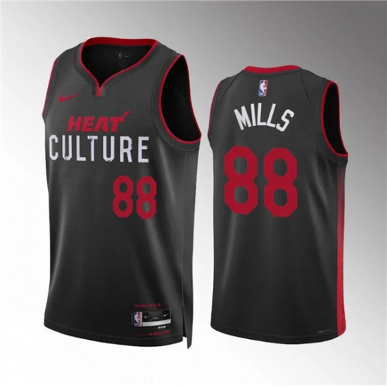 Men's Miami Heat #88 Patrick Mills Black 2023-24 City Edition Stitched Basketball Jersey - Ujersey