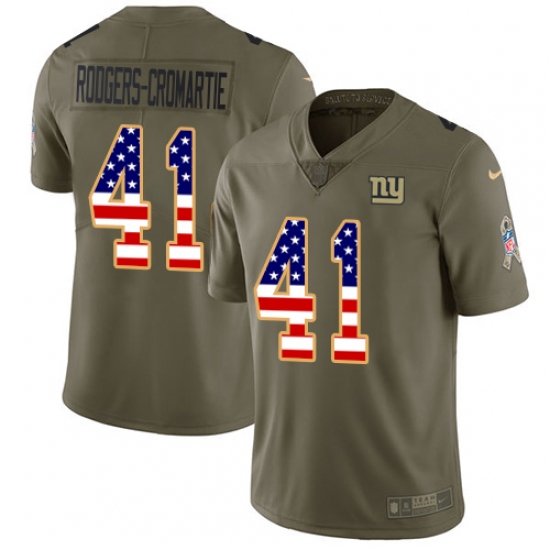 Youth Nike New York Giants #41 Dominique Rodgers-Cromartie Limited Olive/USA Flag 2017 Salute to Service NFL Jersey - Ujersey