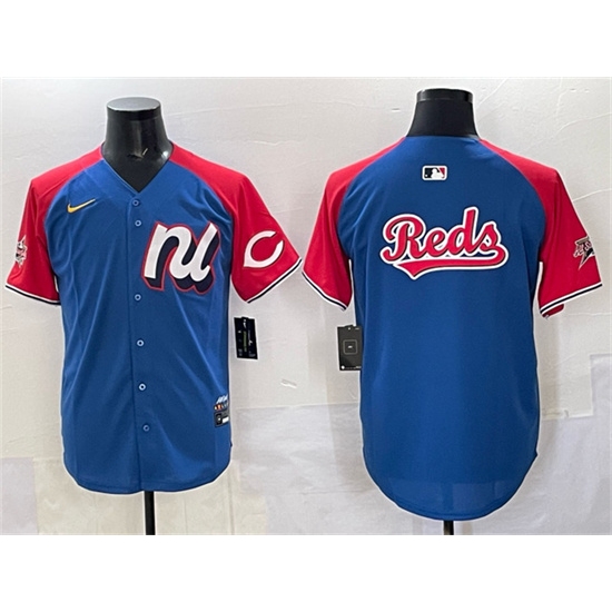 Men's National League Cincinnati Reds Team Big Logo Blue Red Alternate 2025 All-Star Edition Limited Stitched Baseball Jersey - Ujersey