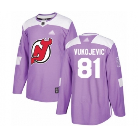 Youth New Jersey Devils #81 Michael Vukojevic Authentic Purple Fights Cancer Practice Hockey Jersey - Ujersey