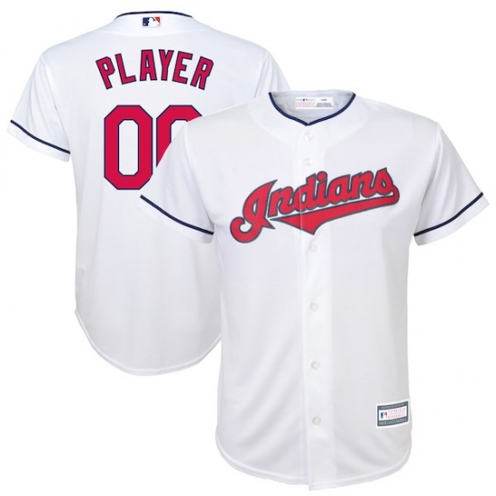 Youth Cleveland Indians White Home Replica Custom Jersey - Ujersey