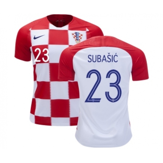 Croatia #23 Subasic Home Kid Soccer Country Jersey