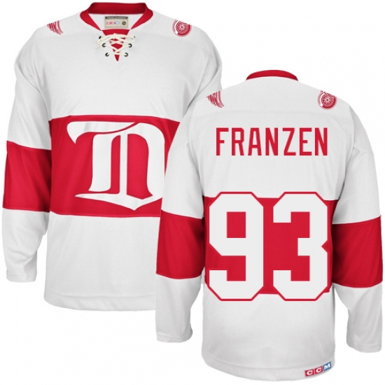 Men's CCM Detroit Red Wings #93 Johan Franzen Premier White Winter Classic Throwback NHL Jersey - Ujersey