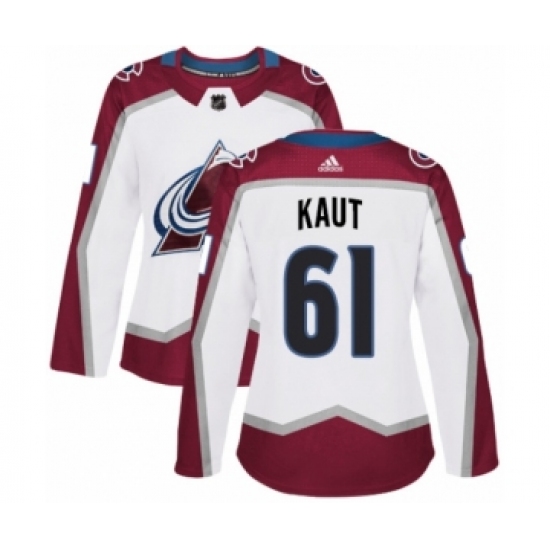 Women's Adidas Colorado Avalanche #61 Martin Kaut Authentic White Away NHL Jersey