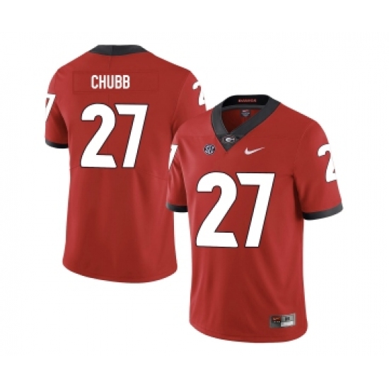 Georgia Bulldogs 27 Nick Chubb Red Nike College Football Jersey - Ujersey