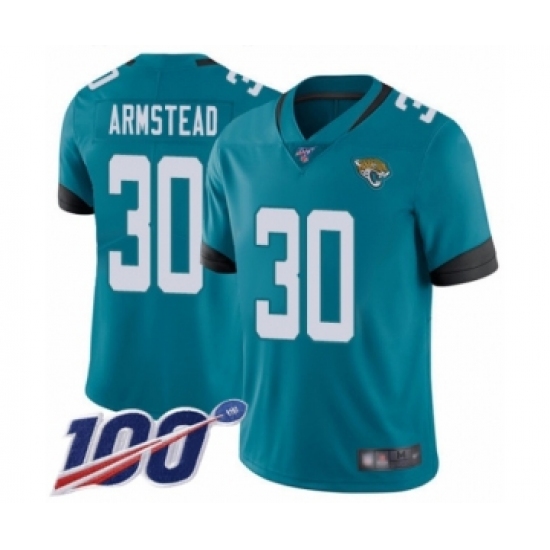 Men's Jacksonville Jaguars #30 Ryquell Armstead Teal Green Alternate Vapor Untouchable Limited Player 100th Season Football Jersey - Ujersey