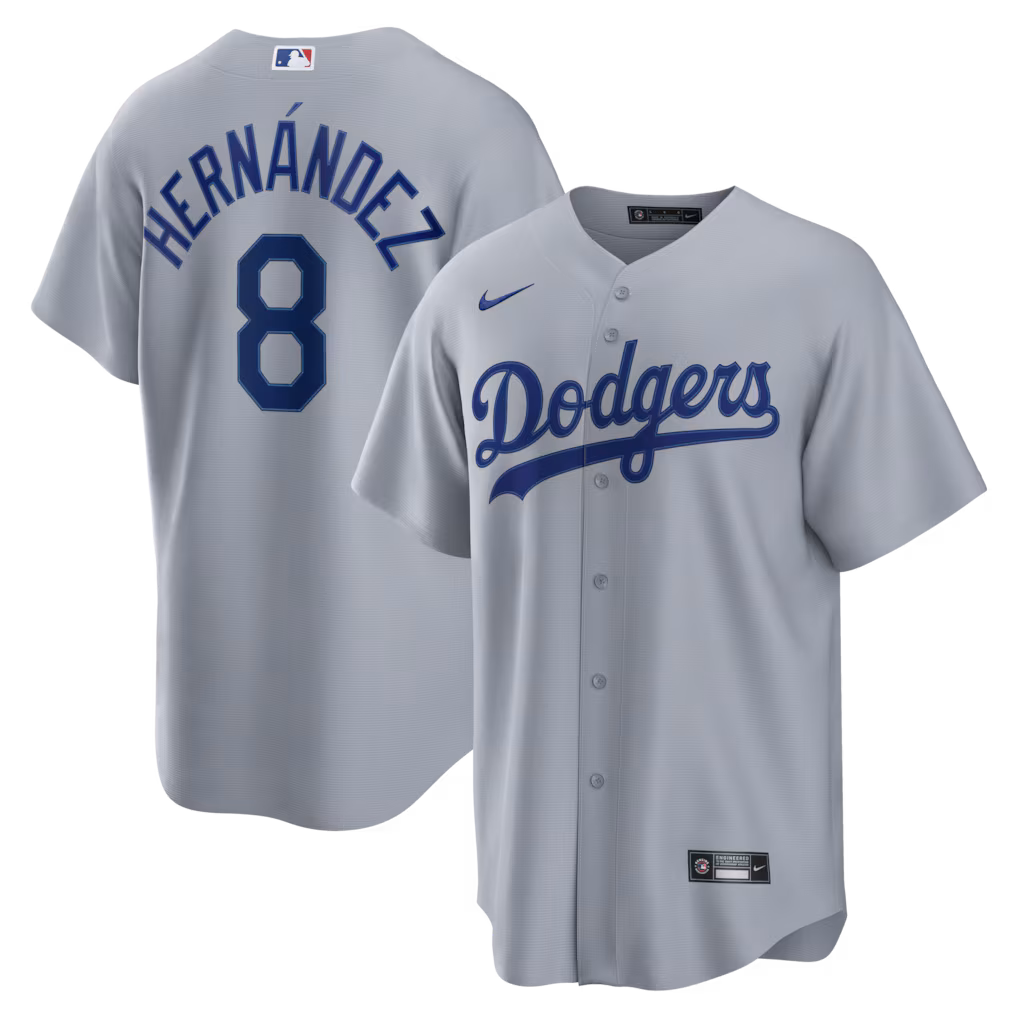 Men's Los Angeles Dodgers Enrique Hernández Nike Gray Road Replica Jersey - Ujersey Shop