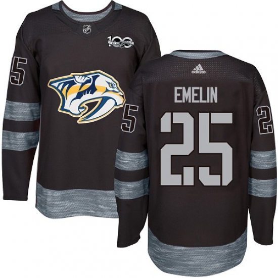 Men's Adidas Nashville Predators #25 Alexei Emelin Authentic Black 1917-2017 100th Anniversary NHL Jersey