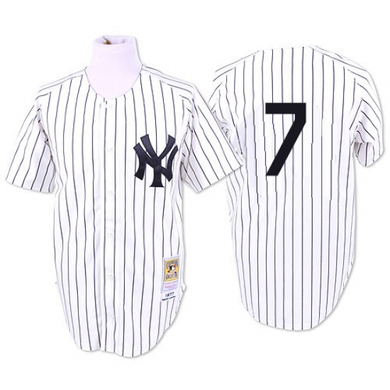 Men's Mitchell and Ness 1951 New York Yankees #7 Mickey Mantle Authentic White Throwback MLB Jersey - Ujersey