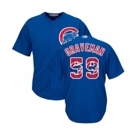 Men's Chicago Cubs #59 Kendall Graveman Authentic Royal Blue Team Logo Fashion Cool Base Baseball Jersey - Ujersey