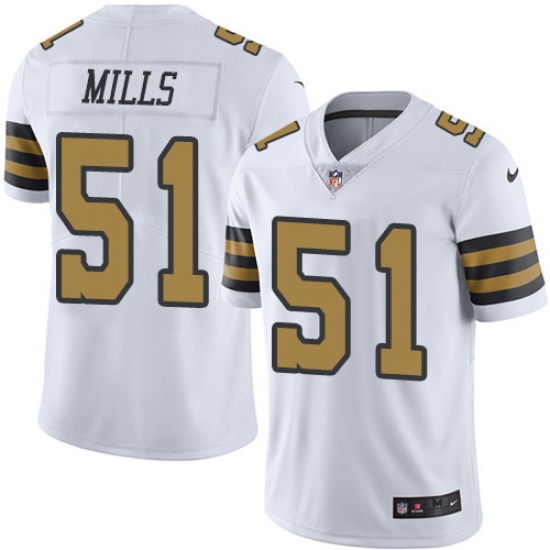 Youth Nike New Orleans Saints #51 Sam Mills Limited White Rush Vapor Untouchable NFL Jersey - Ujersey