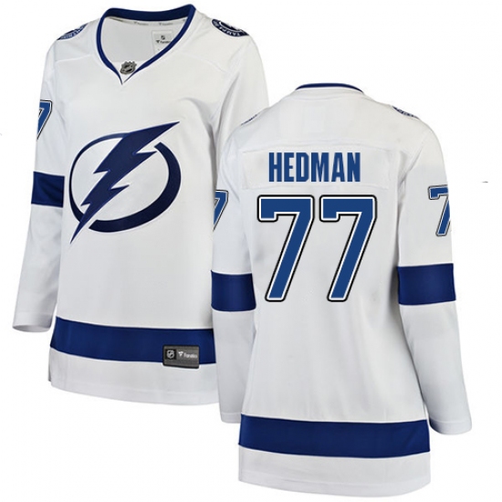 Women's Tampa Bay Lightning #77 Victor Hedman Fanatics Branded White Away Breakaway NHL Jersey - Ujersey