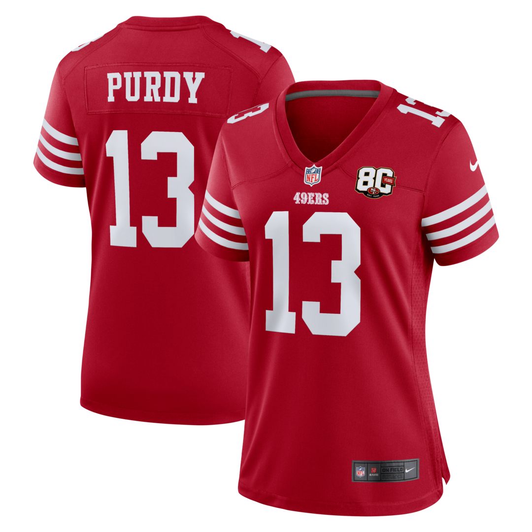 Women's San Francisco 49ers Brock Purdy Nike Scarlet 80th Anniversary Game Jersey