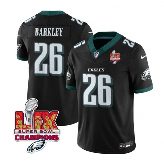 Men's Philadelphia Eagles #26 Saquon Barkley Black 2025 Eagles Logo Super Bowl LIX New F.U.S.E. Vapor Untouchable Limited Football Stitched Jersey - Ujersey