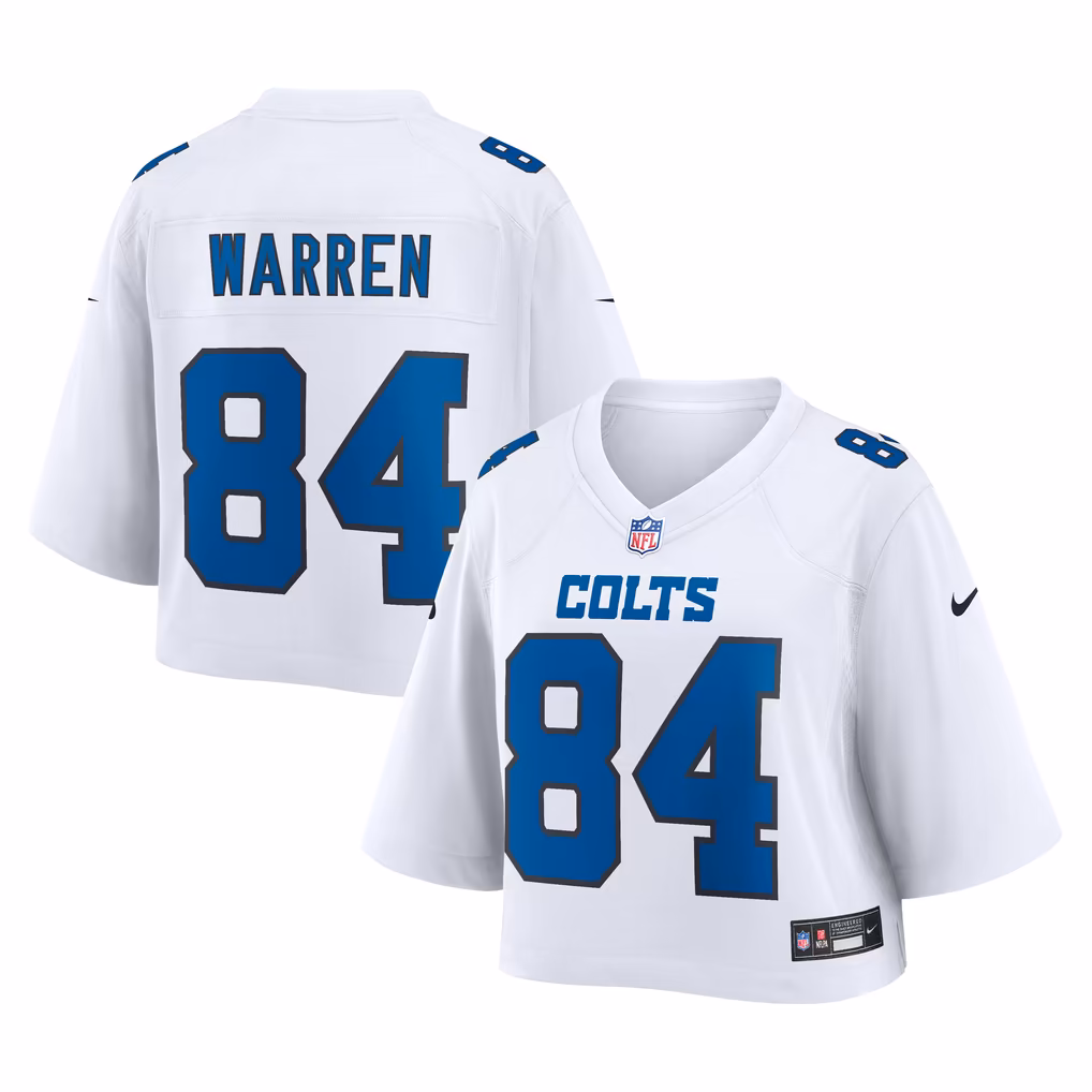 Women's Indianapolis Colts Tyler Warren Nike White Cropped Fashion Game Jersey