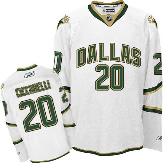 Men's Reebok Dallas Stars #20 Dino Ciccarelli Authentic White Third NHL Jersey