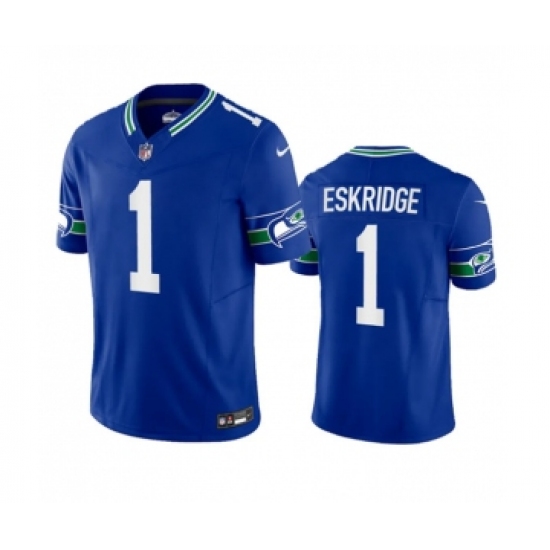 Men's Nike Seattle Seahawks #1 Dee Eskridge Royal 2023 F.U.S.E. Vapor Limited Throwback Stitched Jersey - Ujersey