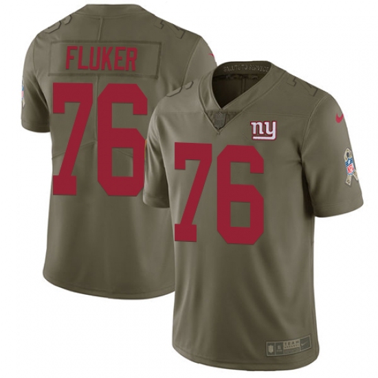 Youth Nike New York Giants #76 D.J. Fluker Limited Olive 2017 Salute to Service NFL Jersey - Ujersey