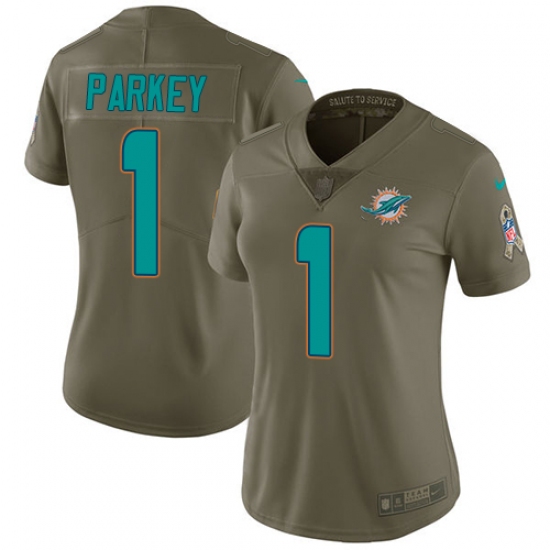 Women's Nike Miami Dolphins #1 Cody Parkey Limited Olive 2017 Salute to Service NFL Jersey - Ujersey