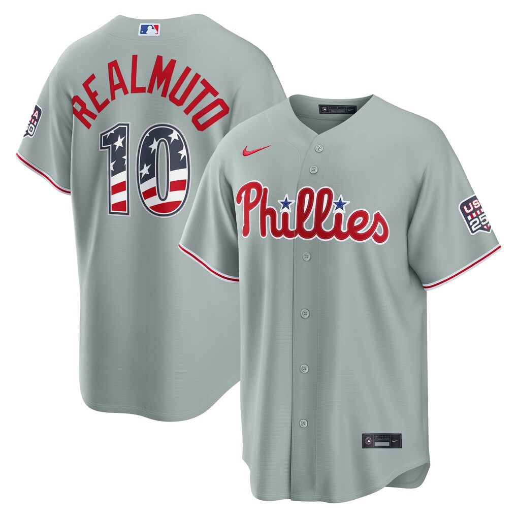 Men's Philadelphia Phillies J.T. Realmuto Nike Gray USA 250 Fourth of July Road Stadium Jersey - Ujersey