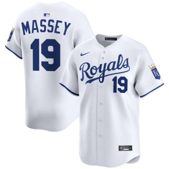Men's Kansas City Royals #19 Michael Massey White 2024 Home Limited Stitched Baseball Jersey - Ujersey