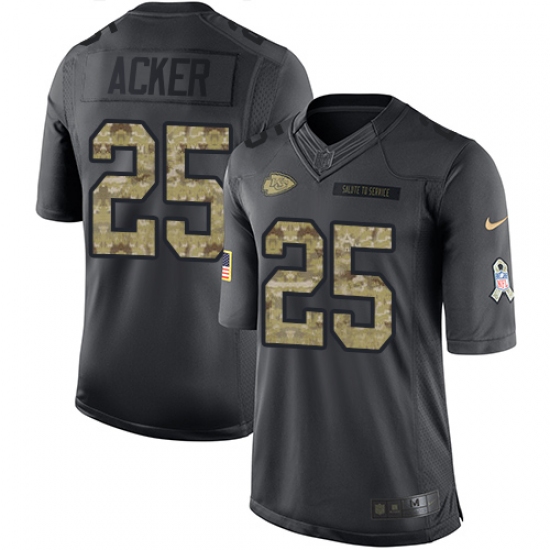 Youth Nike Kansas City Chiefs #25 Kenneth Acker Limited Black 2016 Salute to Service NFL Jersey - Ujersey
