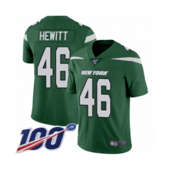 Men's New York Jets #46 Neville Hewitt Green Team Color Vapor Untouchable Limited Player 100th Season Football Jersey - Ujersey