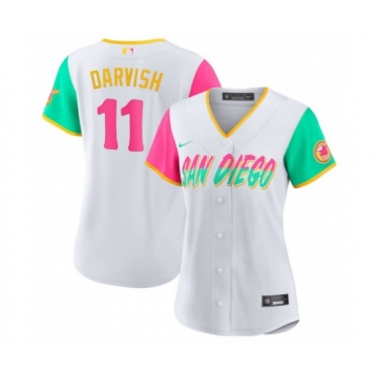 Women's San Diego Padres #11 Yu Darvish White 2022 City Connect Cool Base Stitched Baseball Jersey(Run Small)