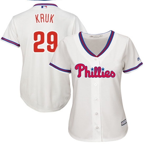 Women's Majestic Philadelphia Phillies #29 John Kruk Replica Cream Alternate Cool Base MLB Jersey - Ujersey
