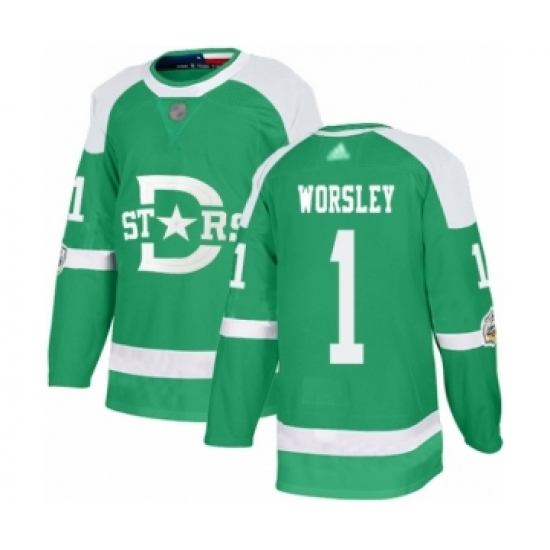 Youth Dallas Stars #1 Gump Worsley Authentic Green 2020 Winter Classic Hockey Jersey - Ujersey
