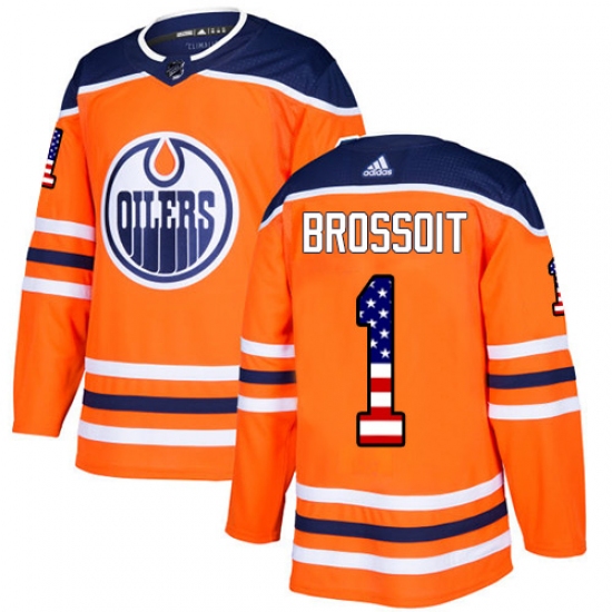 Youth Adidas Edmonton Oilers #1 Laurent Brossoit Authentic Orange USA Flag Fashion NHL Jersey - Ujersey
