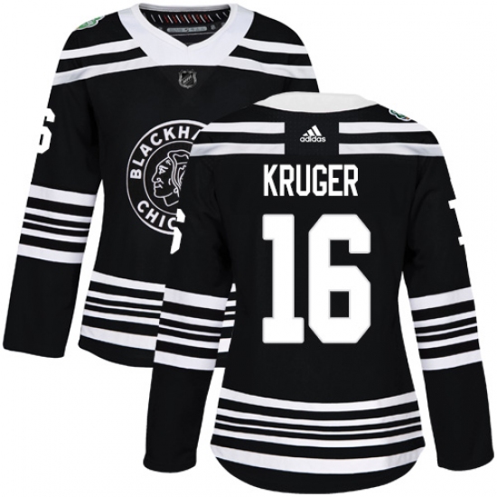Women's Adidas Chicago Blackhawks #16 Marcus Kruger Authentic Black 2019 Winter Classic NHL Jersey - Ujersey