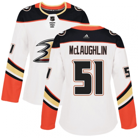Women's Adidas Anaheim Ducks #51 Blake McLaughlin Authentic White Away NHL Jersey - Ujersey