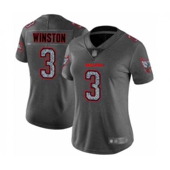 Women's Tampa Bay Buccaneers #3 Jameis Winston Limited Gray Static Fashion Football Jersey - Ujersey