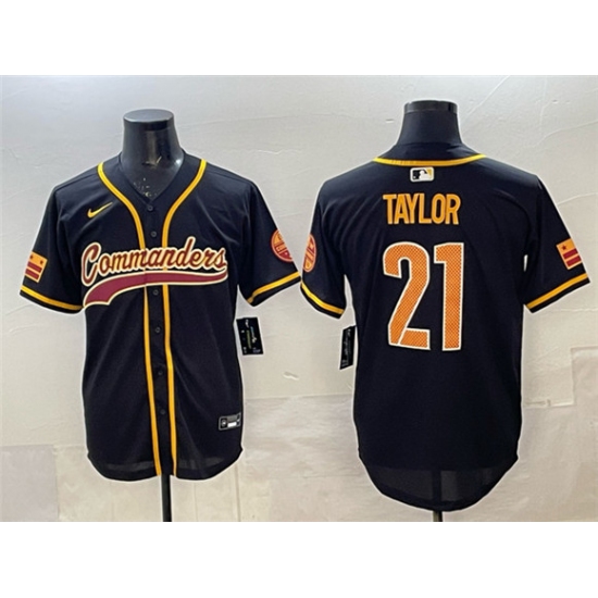 Men's Washington Commanders #21 Sean Taylor Black Limited Stitched Baseball Jersey - Ujersey