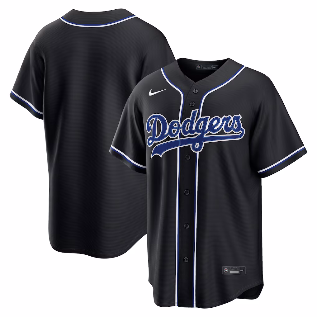 Men's Los Angeles Dodgers Nike Fashion Replica Black Out Jersey - Ujersey Shop