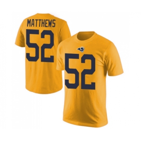 Men's Los Angeles Rams #52 Clay Matthews Gold Rush Pride Name & Number T-Shirt - Ujersey
