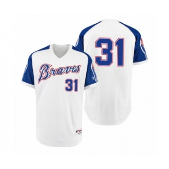 Men's Braves #31 Greg Maddux White 1974 Turn Back the Clock Authentic Jersey