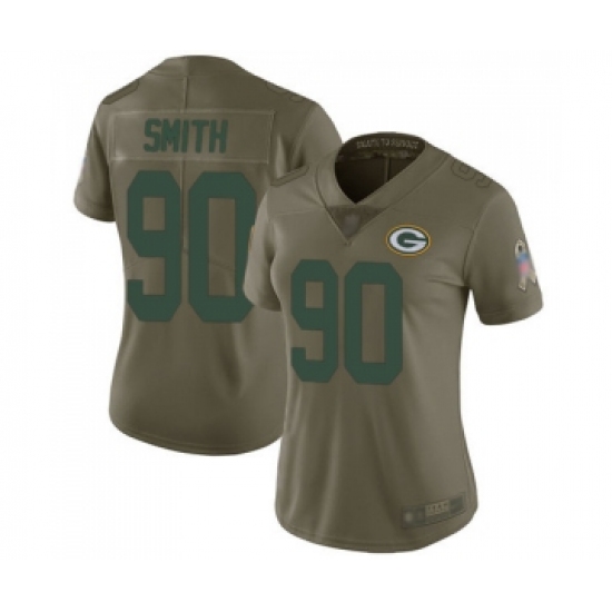 Women's Green Bay Packers #90 Za'Darius Smith Limited Olive 2017 Salute to Service Football Jersey - Ujersey