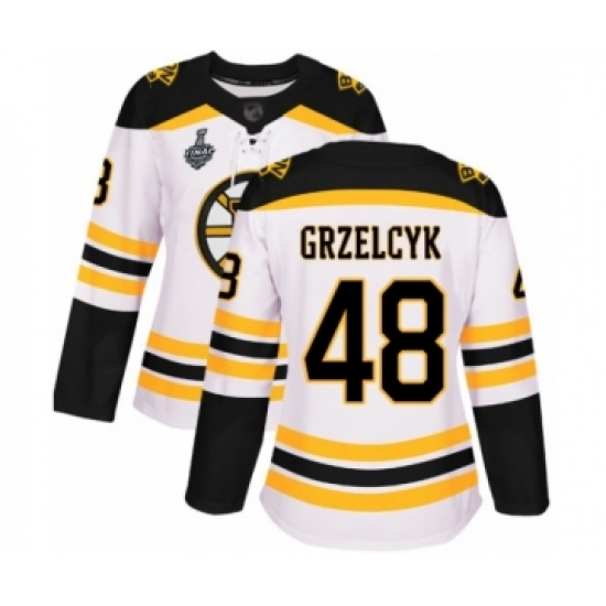 Women's Boston Bruins #48 Matt Grzelcyk Authentic White Away 2019 Stanley Cup Final Bound Hockey Jersey - Ujersey