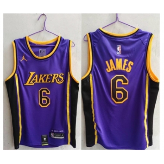 Men's Los Angeles Lakers #6 LeBron James Purple Stitched Basketball Jersey - Ujersey
