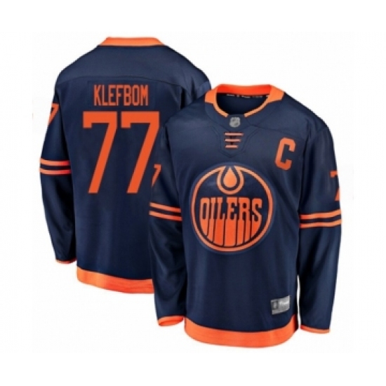 Men's Edmonton Oilers #77 Oscar Klefbom Authentic Navy Blue Alternate Fanatics Branded Breakaway Hockey Jersey - Ujersey