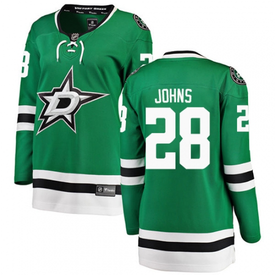 Women's Dallas Stars #28 Stephen Johns Authentic Green Home Fanatics Branded Breakaway NHL Jersey - Ujersey