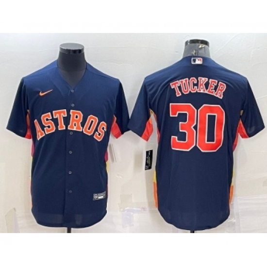 Men's Houston Astros #30 Kyle Tucker Navy Blue Stitched MLB Cool Base Nike Jersey - Ujersey