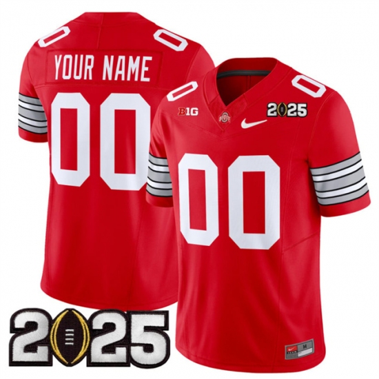 Men's Ohio State Buckeyes Active Player Custom Red 2025 CFP Final Patch F.U.S.E. Vapor Limited Stitched Football Jersey - Ujersey