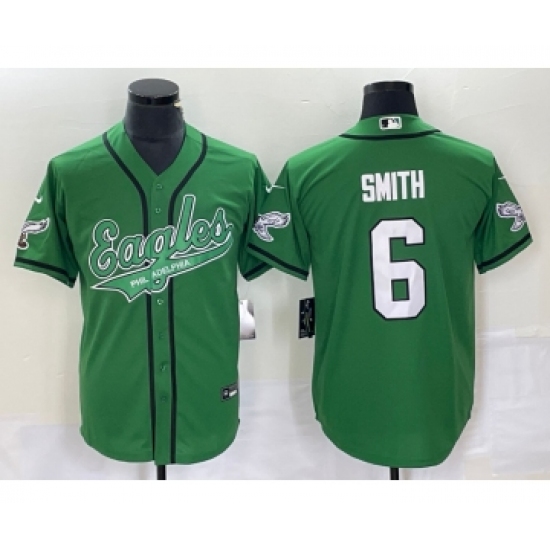 Men's Nike Philadelphia Eagles #6 DeVonta Smith Green Cool Base Stitched Baseball Jersey - Ujersey