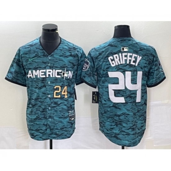 Men's Nike Seattle Mariners #24 Ken Griffey Number Teal 2023 All Star Cool Base Stitched Jersey - Ujersey